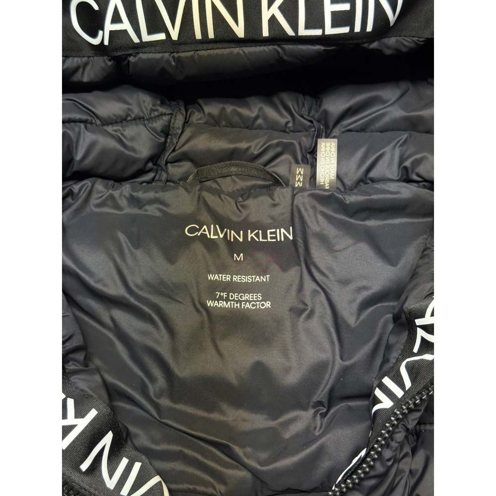 Calvin Klein Mens Puffer Jacket Black Hooded Water Resistant CMC51888 Medium - Picture 7 of 12